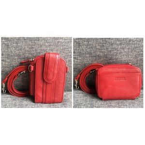 Danier Genuine Leather Red Mobile/Wallet Crossbody